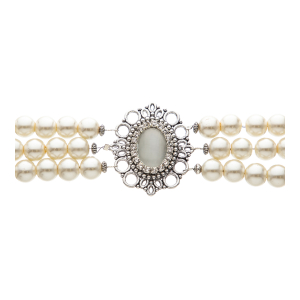Perlenkette in Weiss mit Stein