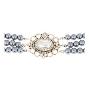 Perlenkette in Blau-Grau mit Steinen