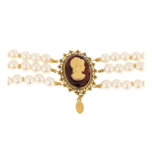 Perlen Kropfkette mit roter Gemme