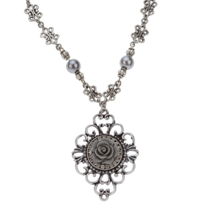 Kette mit Blumenanhänger mit grauer Rose