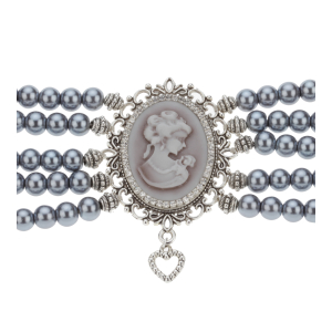 5-Reihige Kropfkette in Grau-Silber