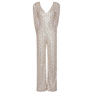 Jumpsuit mit Cape in Gold/Weiss