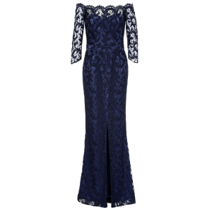 Carmenkleid aus dunkelblauer Spitze